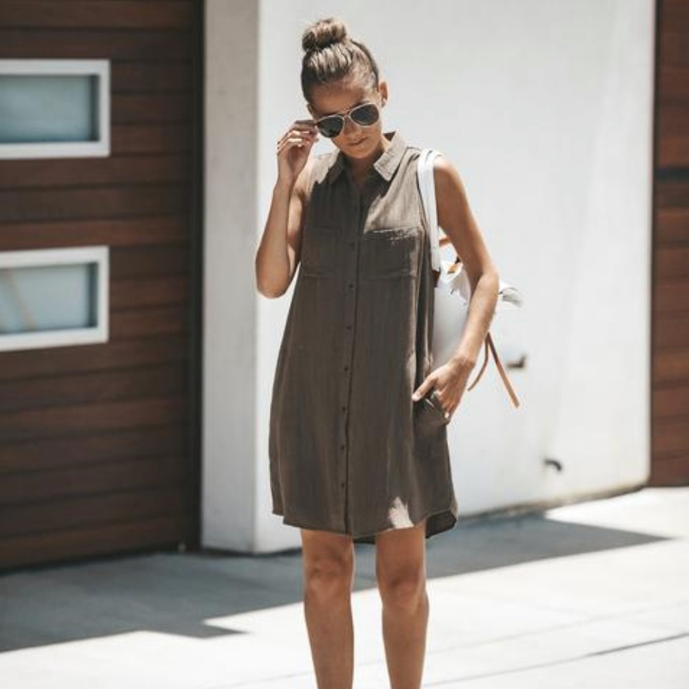 Liv Button Down Pocketed Tunic Dress - Picture 5 of 6